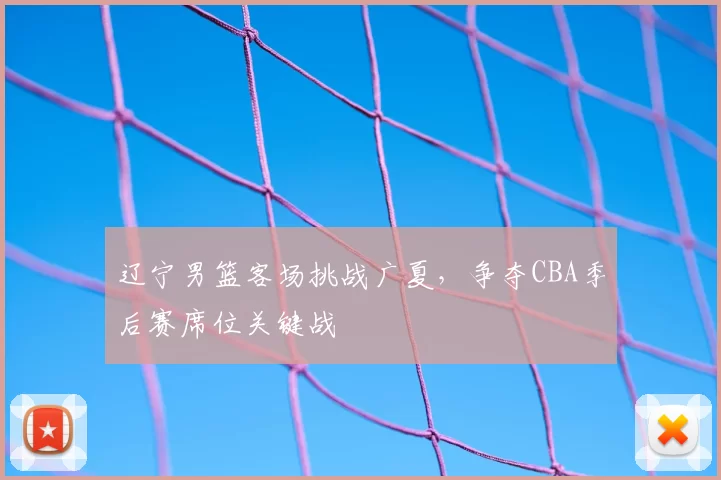 辽宁男篮客场挑战广夏，争夺CBA季后赛席位关键战