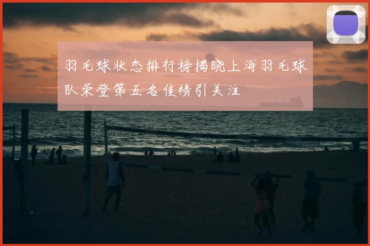 羽毛球状态排行榜揭晓上海羽毛球队荣登第五名佳绩引关注